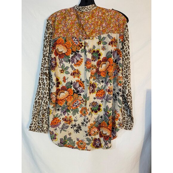 Anthropologie Pilcro Mixed Animal Floral Print Long Sleeve Western buttons Sz M - Picture 10 of 10